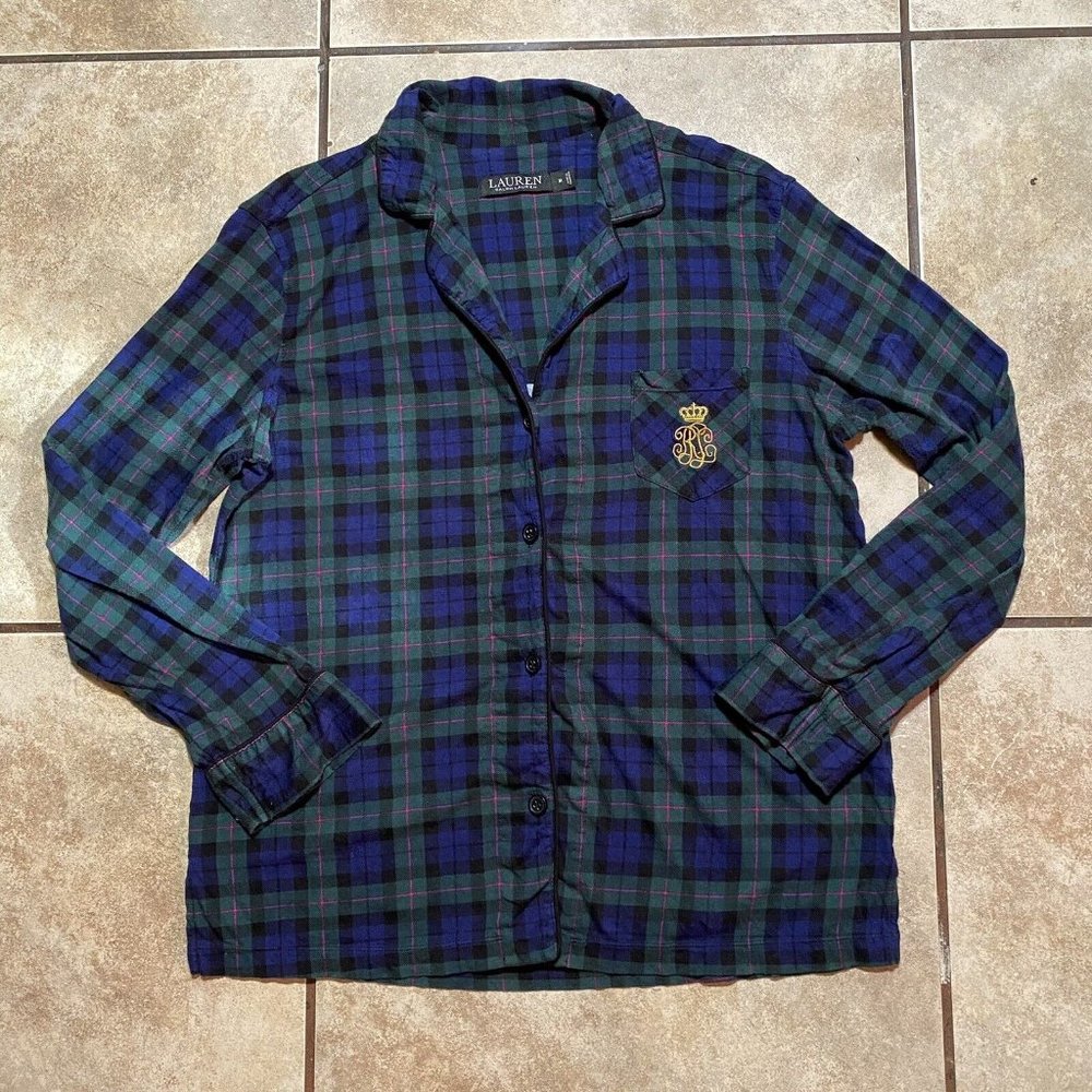 Lauren Ralph Lauren Women’s Plaid Black Watch Tartan Sleep Shirt Size Medium